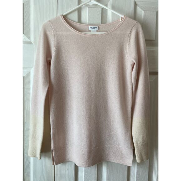 Club Monaco Cashmere Womens Sweater XS Color Block Cuff  Peachy and Cream - Picture 1 of 12